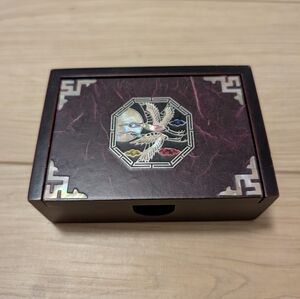 Wood Business Card Holder/Jewelry Box Asian Geese Mother of Pearl Inlay Velvet